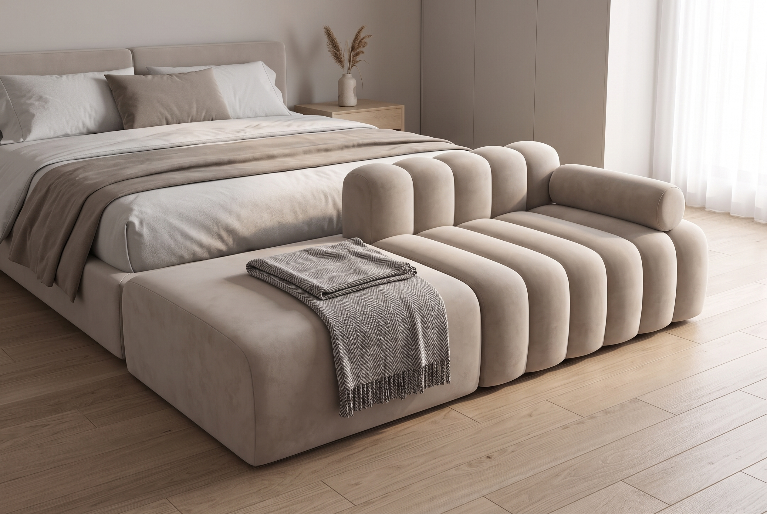 The Dune Chaise, lifestyle bedroom