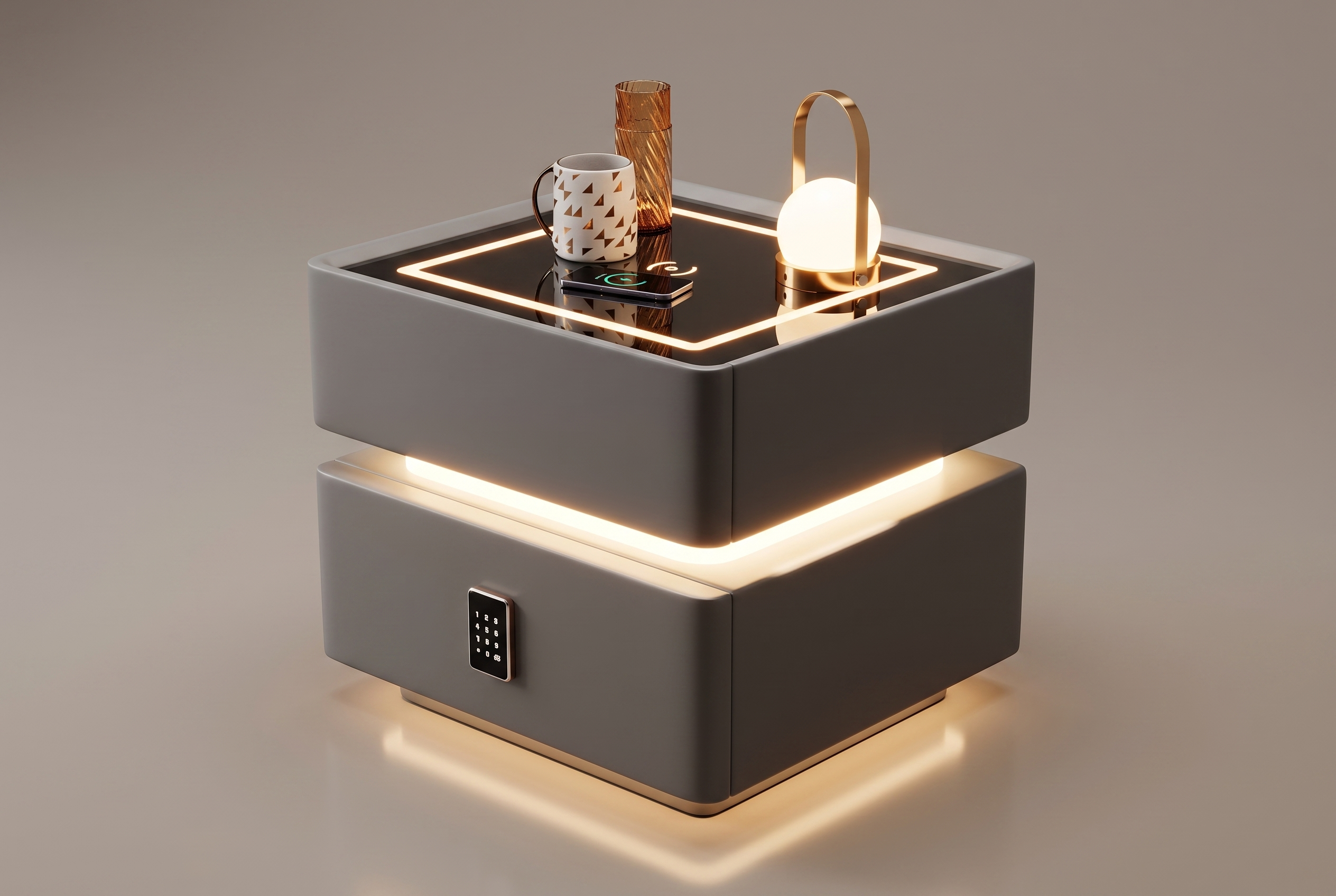 The Aura Nightstand, studio full charcoal
