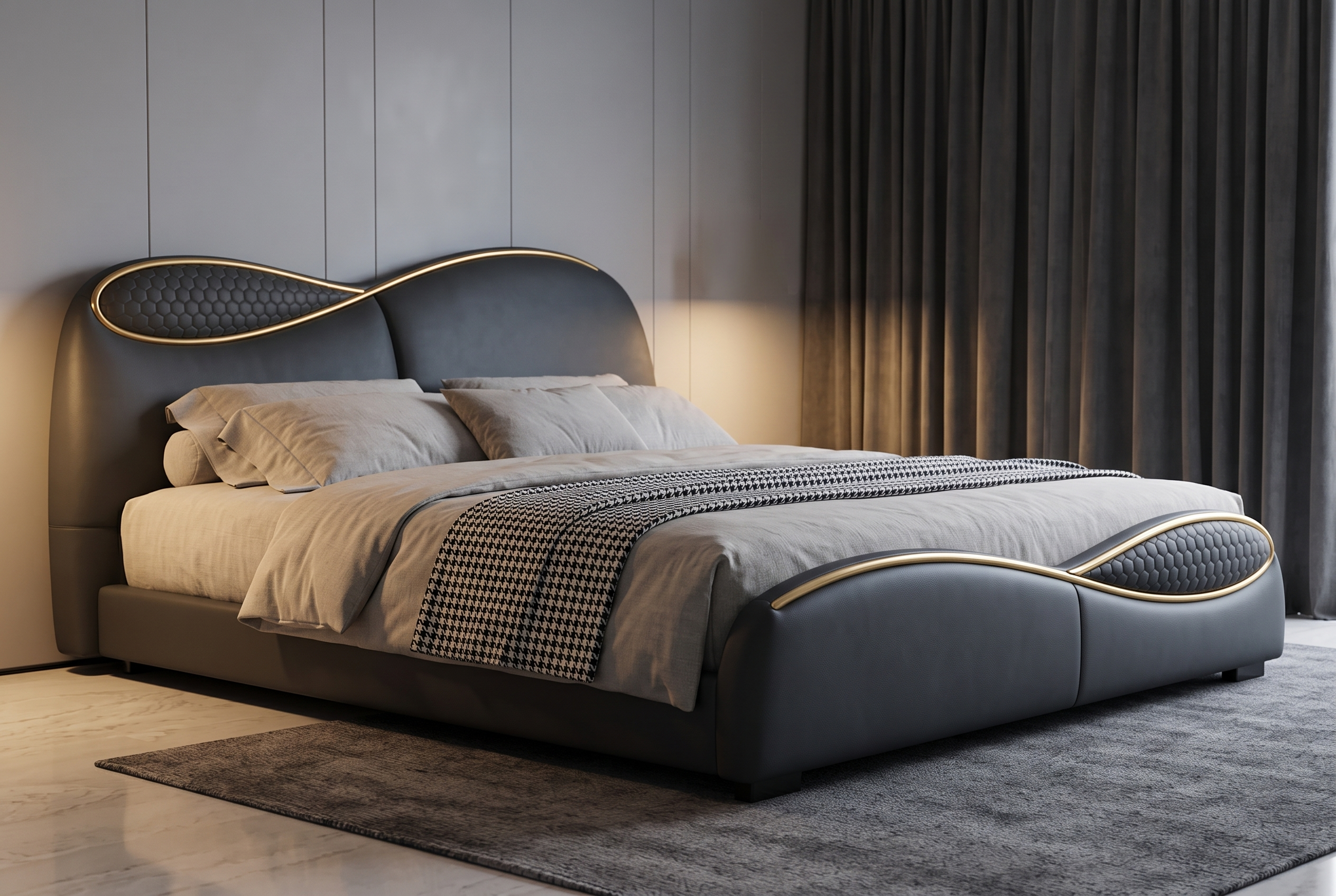 The Zephyr Bed, lifestyle dark grey