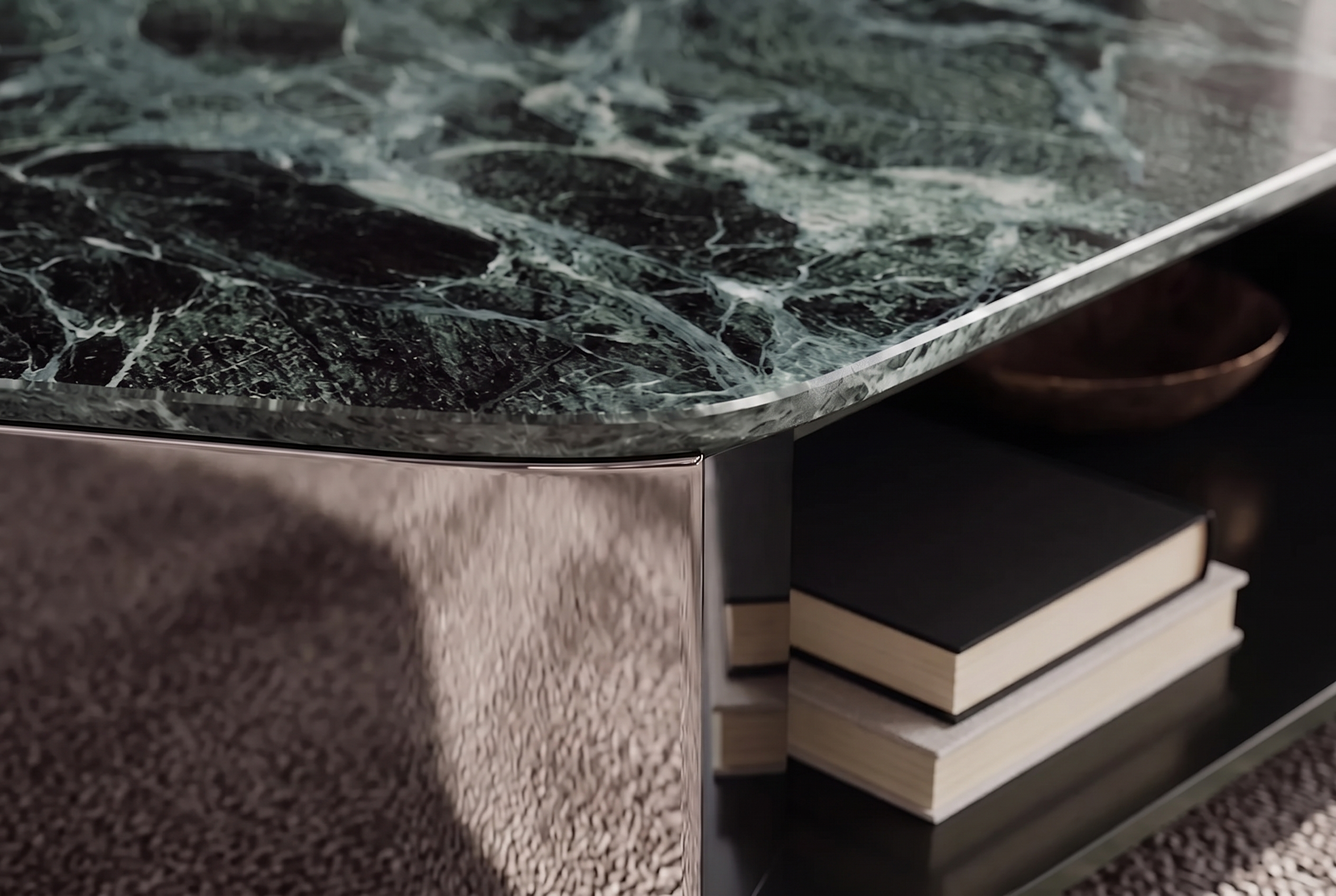 The Verdant Slab Coffee Table, stone detail