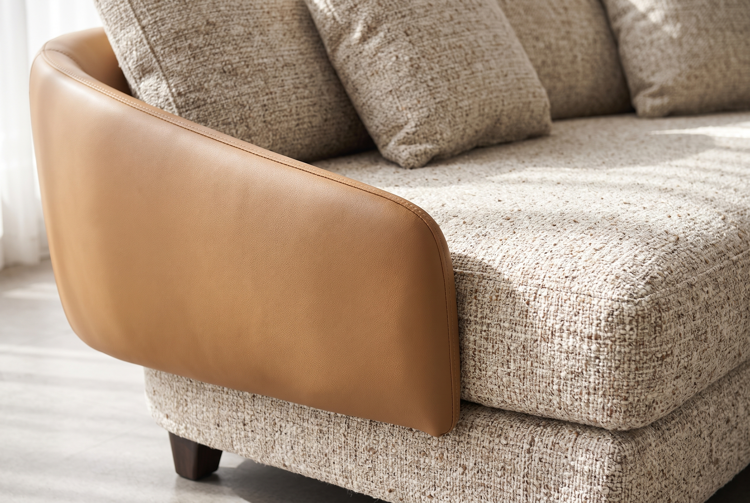 The Bight Curved Sectional, material junction detail