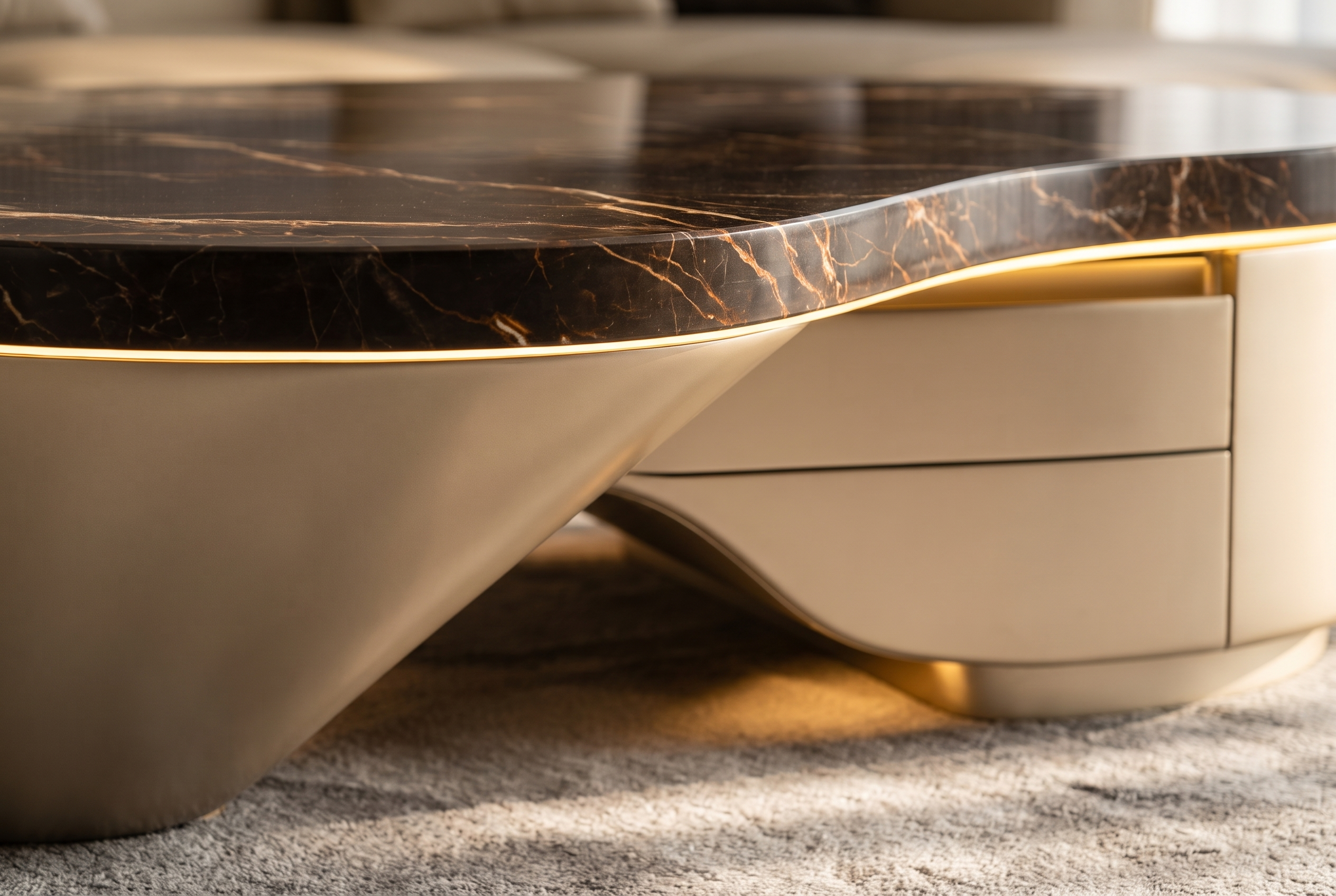 The Confluence Coffee Table, waist detail