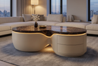The Confluence Coffee Table, lifestyle dusk