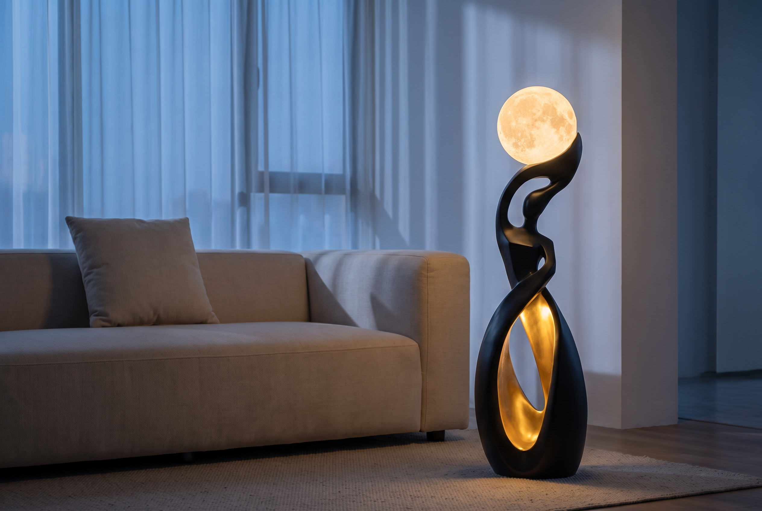 The Pirouette Floor Lamp, lifestyle lit